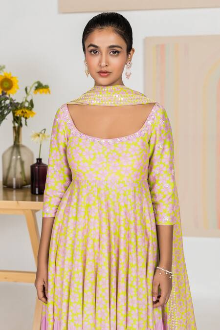 Buy Madzin Purple Anarkali Chanderi, Georgette Dupattaflat Chiffon Floral Print, Set Online at Aza Fashions Buy_Madzin_Purple Anarkali Chanderi, Georgette Dupattaflat Chiffon Floral Print, Set _Online_at_Aza_Fashions