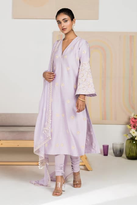 MADZIN Chikankari Embroidered Kurta Set 