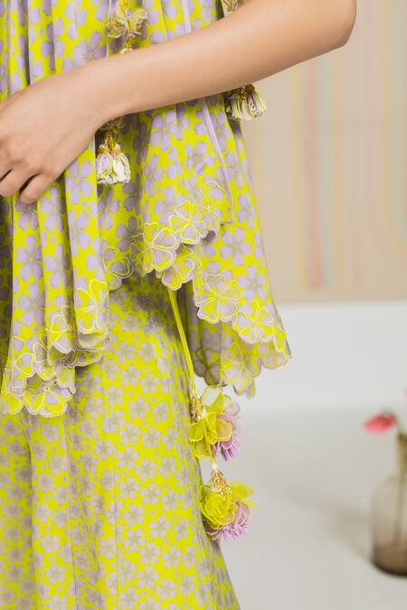 Madzin Green , Top Flat Sharara Floral Print One And Set at Aza Fashions Madzin_Green , Top Flat Sharara Floral Print One And Set _at_Aza_Fashions