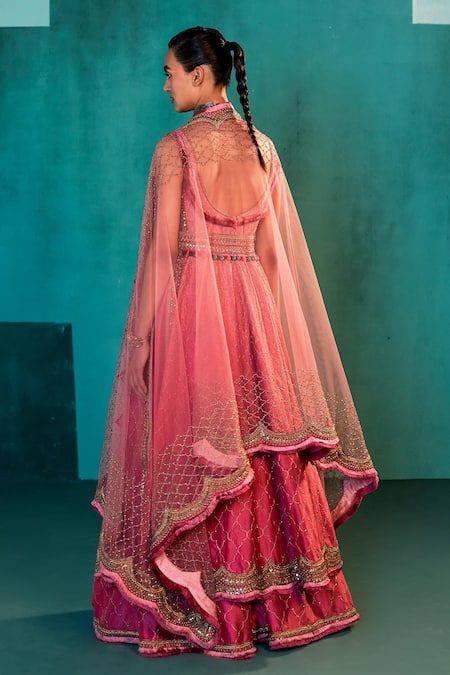 Shop Agunj By Gunjan Arora Pink Pure Silk Lining Shantoon Sequin, Thread, Tassel And Kurta Sharara Set at Aza Fashions Shop_Agunj By Gunjan Arora_Pink Pure Silk Lining Shantoon Sequin, Thread, Tassel And Kurta Sharara Set_at_Aza_Fashions