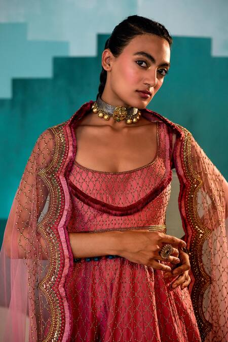 Agunj By Gunjan Arora Pink Pure Silk Lining Shantoon Sequin, Thread, Tassel And Kurta Sharara Set at Aza Fashions Agunj By Gunjan Arora_Pink Pure Silk Lining Shantoon Sequin, Thread, Tassel And Kurta Sharara Set_at_Aza_Fashions