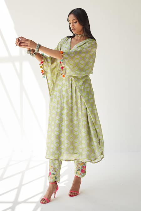 Rajiramniq Shell Print Kaftan & Pant Set 