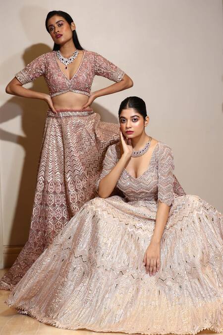 Shop 121couture Pink Organza And Net Dori, Gota Patti, Metallic Embroidered Bridal Lehenga Set at Aza Fashions Shop_121couture_Pink Organza And Net Dori, Gota Patti, Metallic Embroidered Bridal Lehenga Set_at_Aza_Fashions