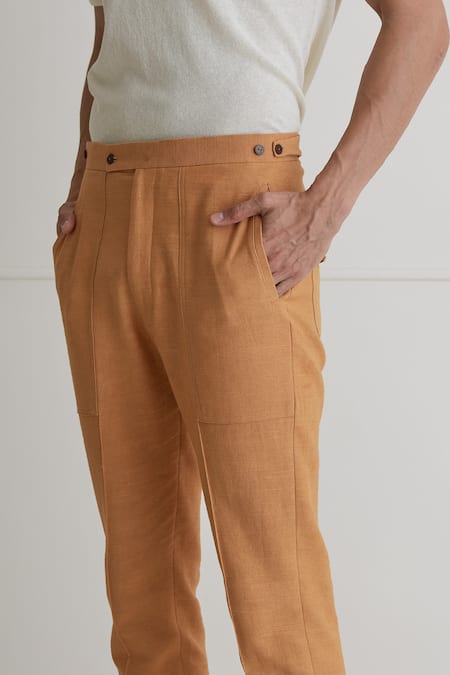 Buy Tommy Hilfiger Men Brown Mid Rise Solid Smart Casual Trousers -  NNNOW.com