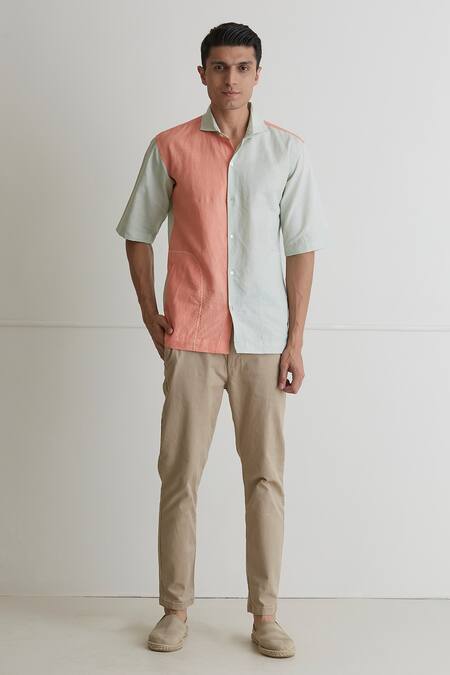 Shop_Artless_Peach Cotton Linen Sunset Shirt_Online_at_Aza_Fashions