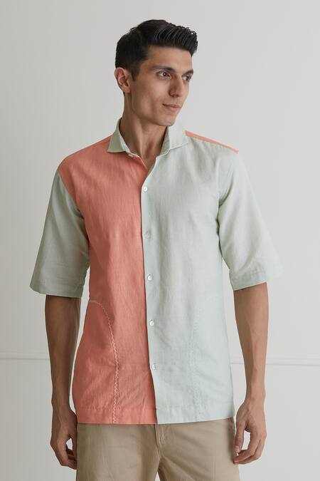 Artless_Peach Cotton Linen Sunset Shirt_at_Aza_Fashions