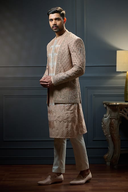 Ritu & Abhishek Silk Jacket & Kurta Set 