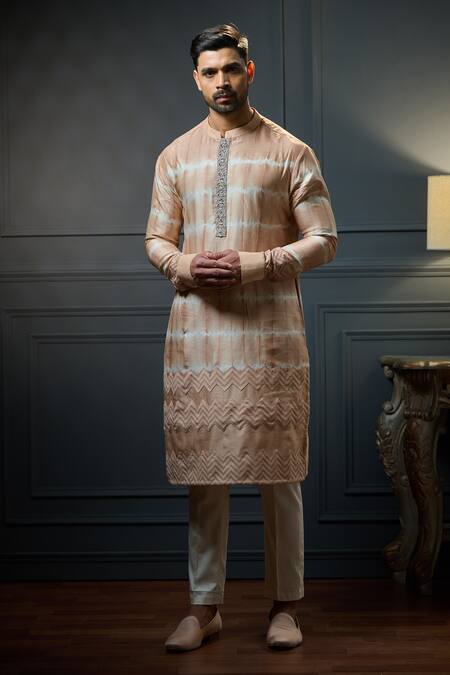 Buy_Ritu & Abhishek_Pink Silk Embroidered Jaal Jacket And Kurta Set  _Online_at_Aza_Fashions