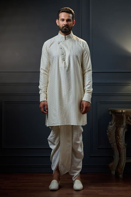 Ritu & Abhishek Silk Textured Kurta 