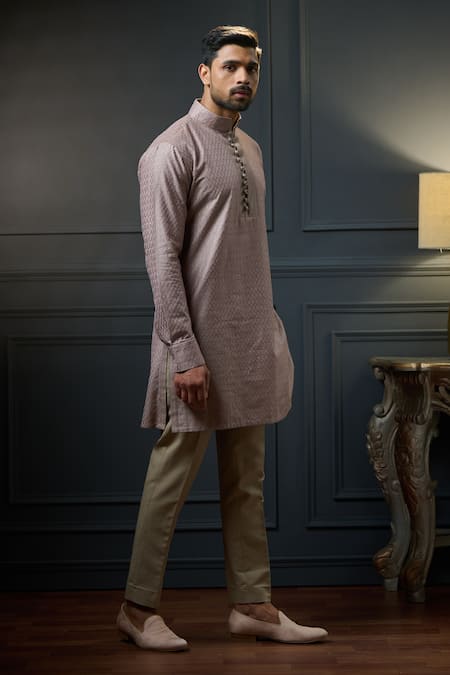 Ritu & Abhishek Silk Textured Embroidered Kurta 