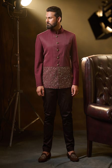 Ritu & Abhishek Shimmer Striped Bandhgala 