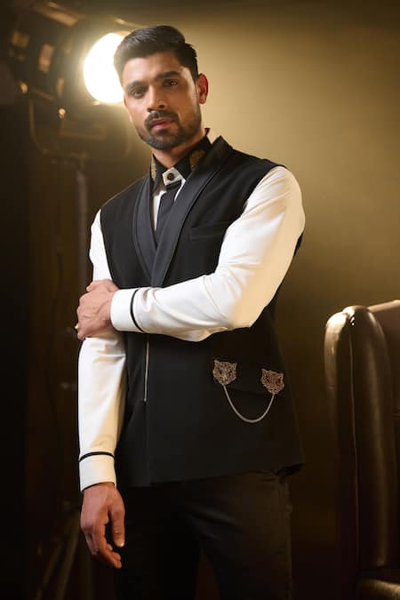 Ritu & Abhishek Shawl Collar Overlap Jacket 