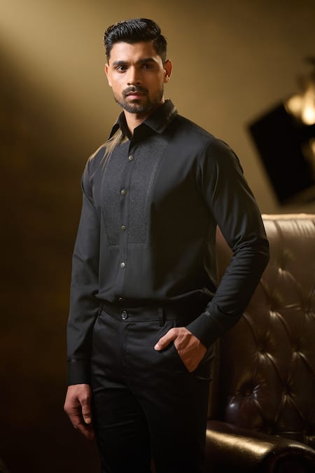 Ritu & Abhishek Textured Bodice Shirt 