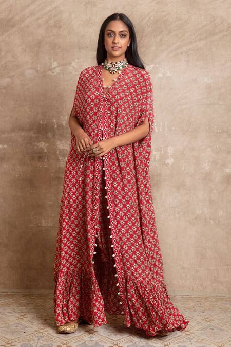Buy Arpita Mehta Red Floral Print Kaftan And Pant Set Online at Aza Fashions Buy_Arpita Mehta_Red Floral Print Kaftan And Pant Set_Online_at_Aza_Fashions