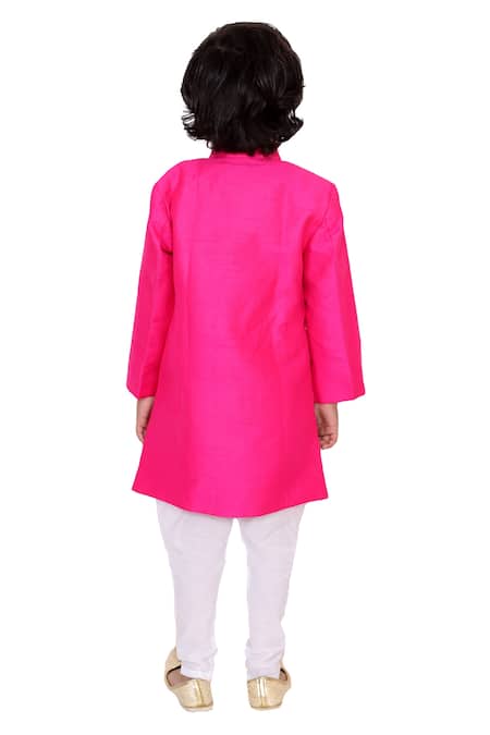 Shop Tiny Pants Pink Chiffon, Cotton Beads Placement Embroidered Sherwani Set at Aza Fashions Shop_Tiny Pants_Pink Chiffon, Cotton Beads Placement Embroidered Sherwani Set _at_Aza_Fashions
