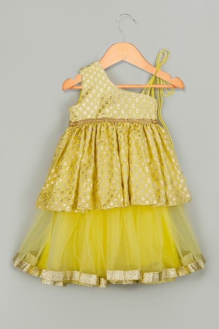 Tiny Pants Embroidered Peplum Kurta Lehenga Set 