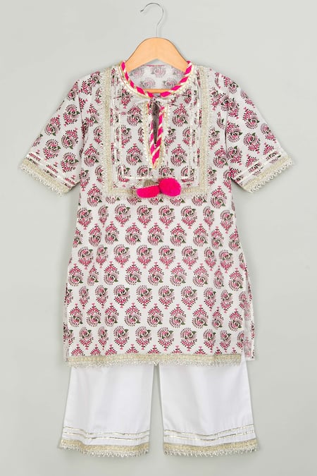 Tiny Pants Cotton Block Print Kurta Palazzo Set 