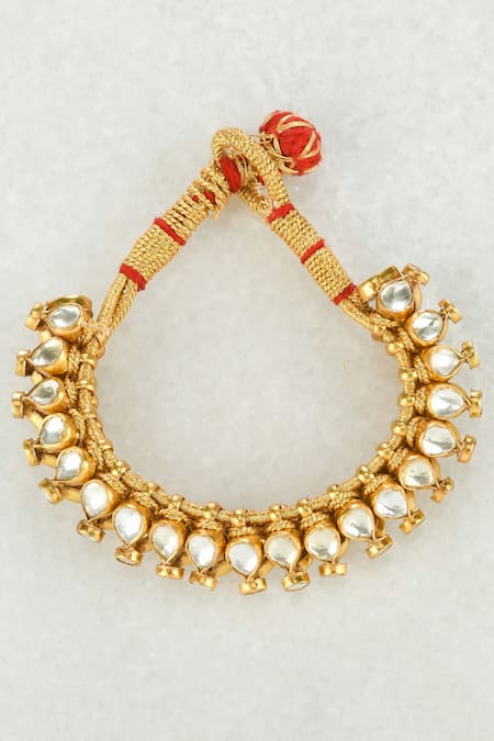 Shop Ajooni Jewels Gold Plated Crystals Kundan Embellished Bracelet at Aza Fashions Shop_Ajooni Jewels_Gold Plated Crystals Kundan Embellished Bracelet _at_Aza_Fashions