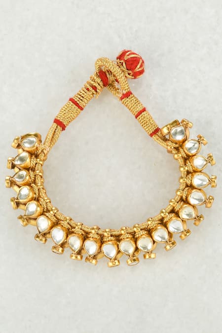 Ajooni Jewels Gold Plated Kundan And Thread Embellished Bracelet