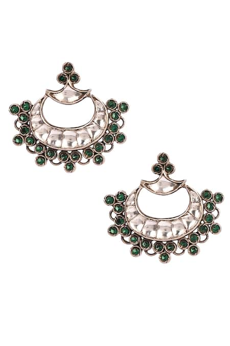 Ajooni Jewels Kundan Embellished Chandbalis 