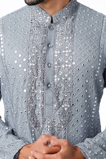 Kasbah Blue Georgette Embroidery Foil Kurta Set Online at Aza Fashions Kasbah_Blue Georgette Embroidery Foil Kurta Set _Online_at_Aza_Fashions