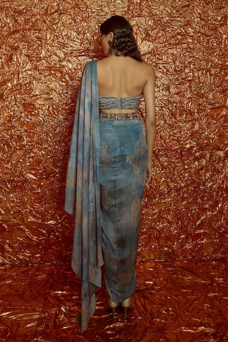 Nirmooha Chiffon Pre-Draped Saree With Blouse 