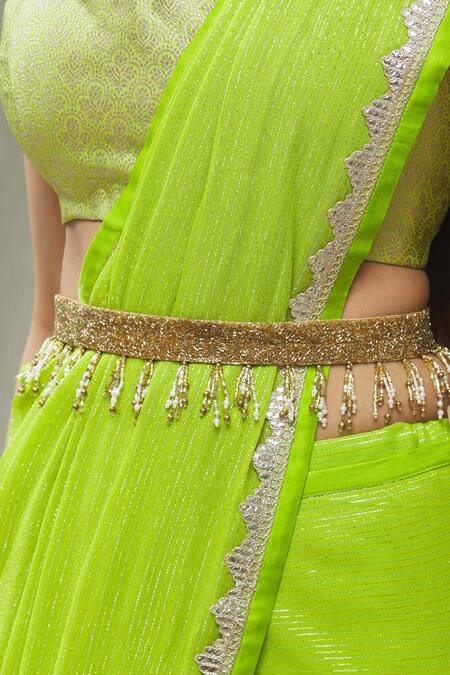 Ranian Gold Cut Work, Beads Cutdana Embroidered Belt at Aza Fashions Ranian_Gold Cut Work, Beads Cutdana Embroidered Belt _at_Aza_Fashions