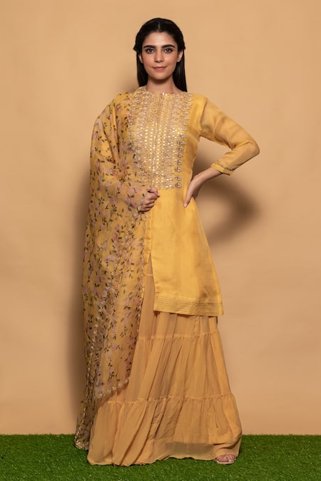 Vara by Vibha n Priti Hand Embroidered Kurta Sharara Set 