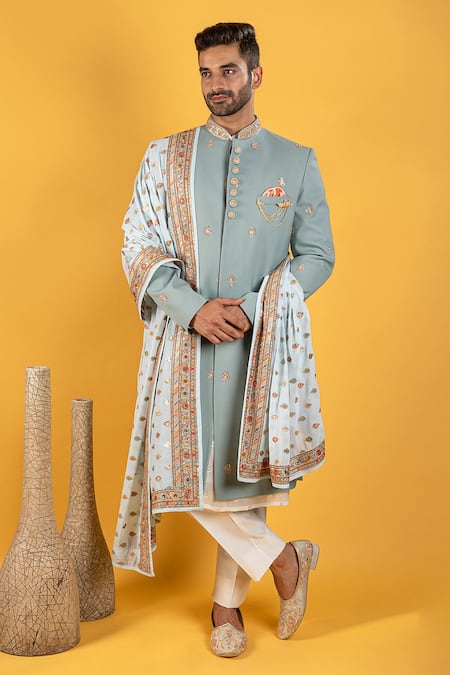 Soniya G Floral Embroidered Sherwani Set 