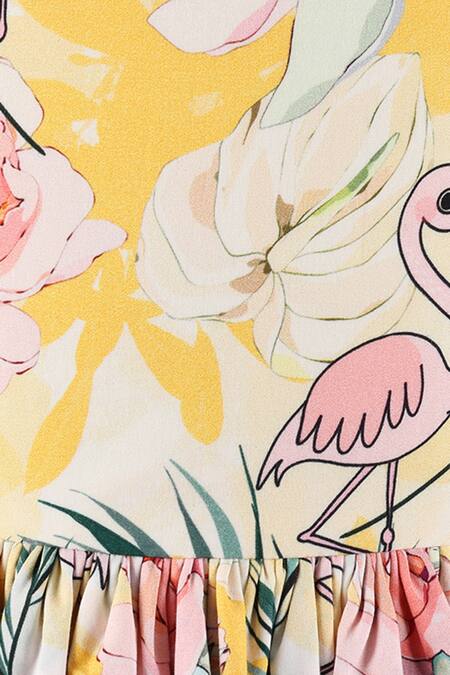 Buy_STELLA ROSSA BY LES PETITS_Multi Color Poplin Flamingo Dress _Online_at_Aza_Fashions