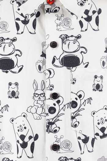 Buy_STELLA ROSSA BY LES PETITS_Black Poplin Doodle Shirt _Online_at_Aza_Fashions