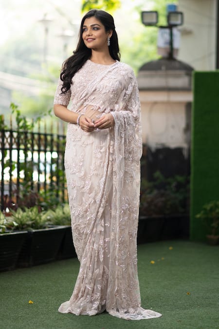 Buy Peach Sarees for Women by INDIAN WOMEN Online | Ajio.com