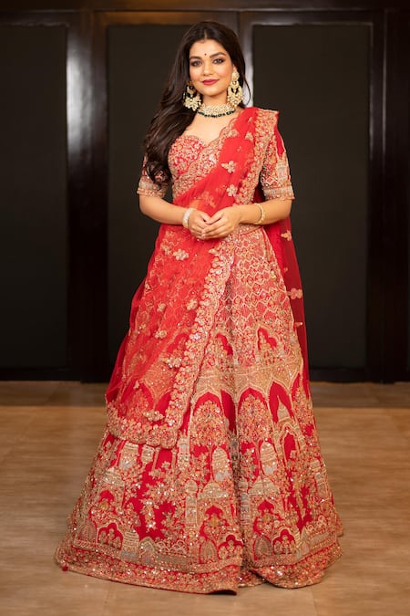 Kalighata Luchnowni Zardozi Work Bridal Lehenga Set 