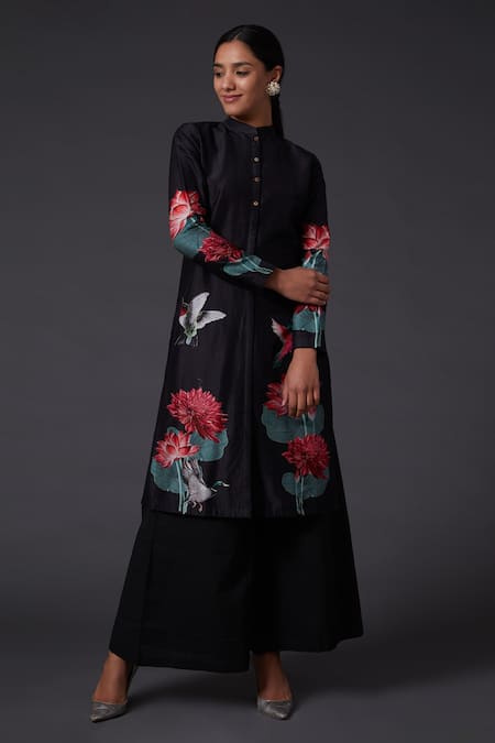 Balance by Rohit Bal Chanderi Silk Printed Kurta and Palazzo Set 