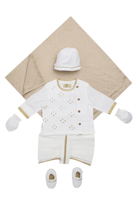 Buy_Tiber Taber_Beige Viscose Geometric Print Swaddle_Online_at_Aza_Fashions