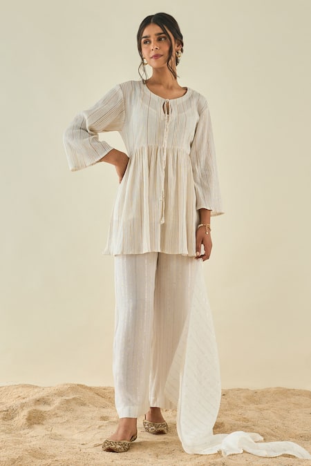 LAHARIO Striped Kurta & Pant Set 