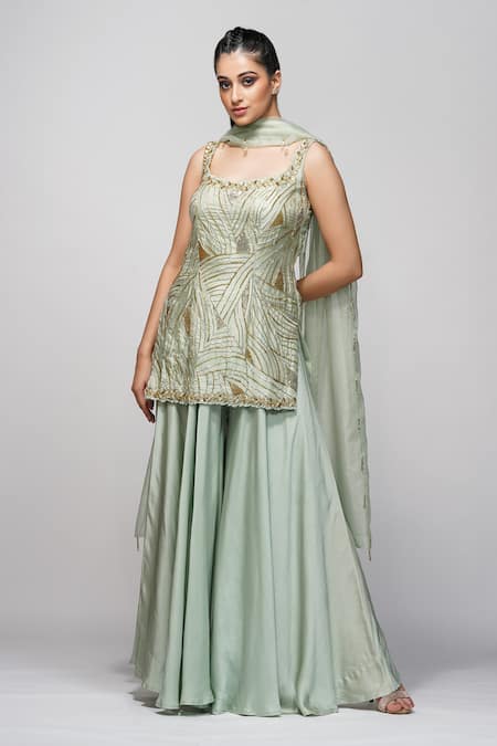 Shruti S Cutdana Embroidered Kurta Sharara Set 