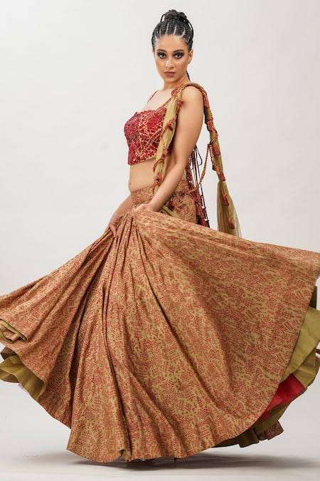 Shop_Shruti S_Beige Lehenga Silkcholi  Silkdupatta  Organza Cutdana Work, Hand Silk Set_Online_at_Aza_Fashions
