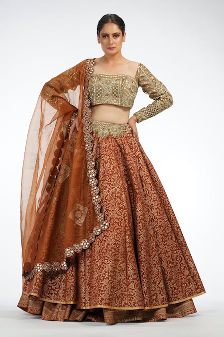 Shruti S Silk Layered Lehenga Set 