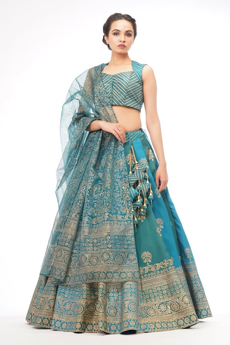 Shruti S Silk Floral Print Lehenga Set 