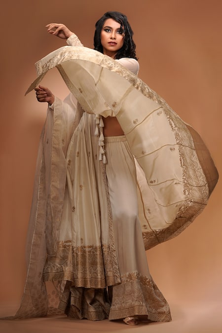 Buy_Shruti S_White Angrakha  Silksharara  Modaldupatta  Organza Hand Block Silk Set_Online_at_Aza_Fashions