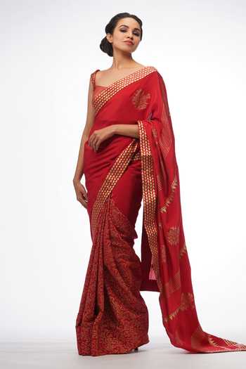 Shruti S Floral Print Saree With Blouse 