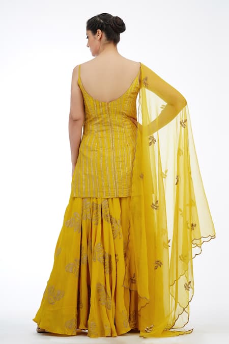 Shruti S Metallic Print Kurta Sharara Set 