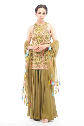 Shruti S Embroidered Kurta Sharara Set 
