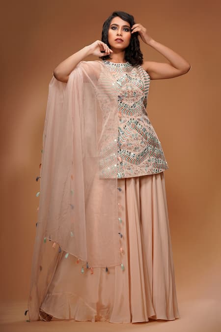 Shruti S Mirror Embroidered Kurta Sharara Set 