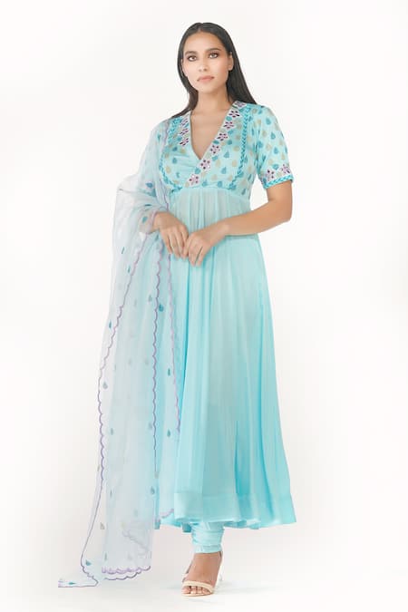 Shruti S Sheer Panel Anarkali Set 