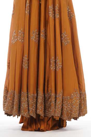 Shop_Shruti S_Yellow Silk, Organza, Modal Satin Sequin Jacket Embroidered And Anarkali Set _Online_at_Aza_Fashions