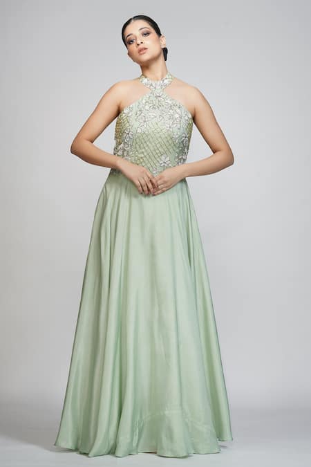 Shruti S Silk Halter Neck Gown 