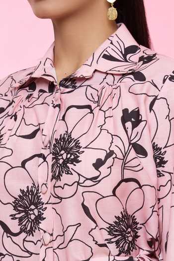 Shop_SONAM PARMAR JHAWAR_Pink Nargis Cotton Shirt And Pant Set_Online_at_Aza_Fashions