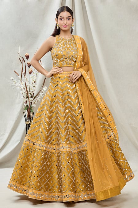 Vandana Sethi Geometric Embroidered Lehenga Set 